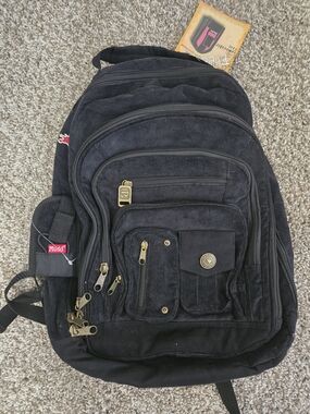 Mudd | Y2K Black Corduroy Backpack W/ MP3 Attachment